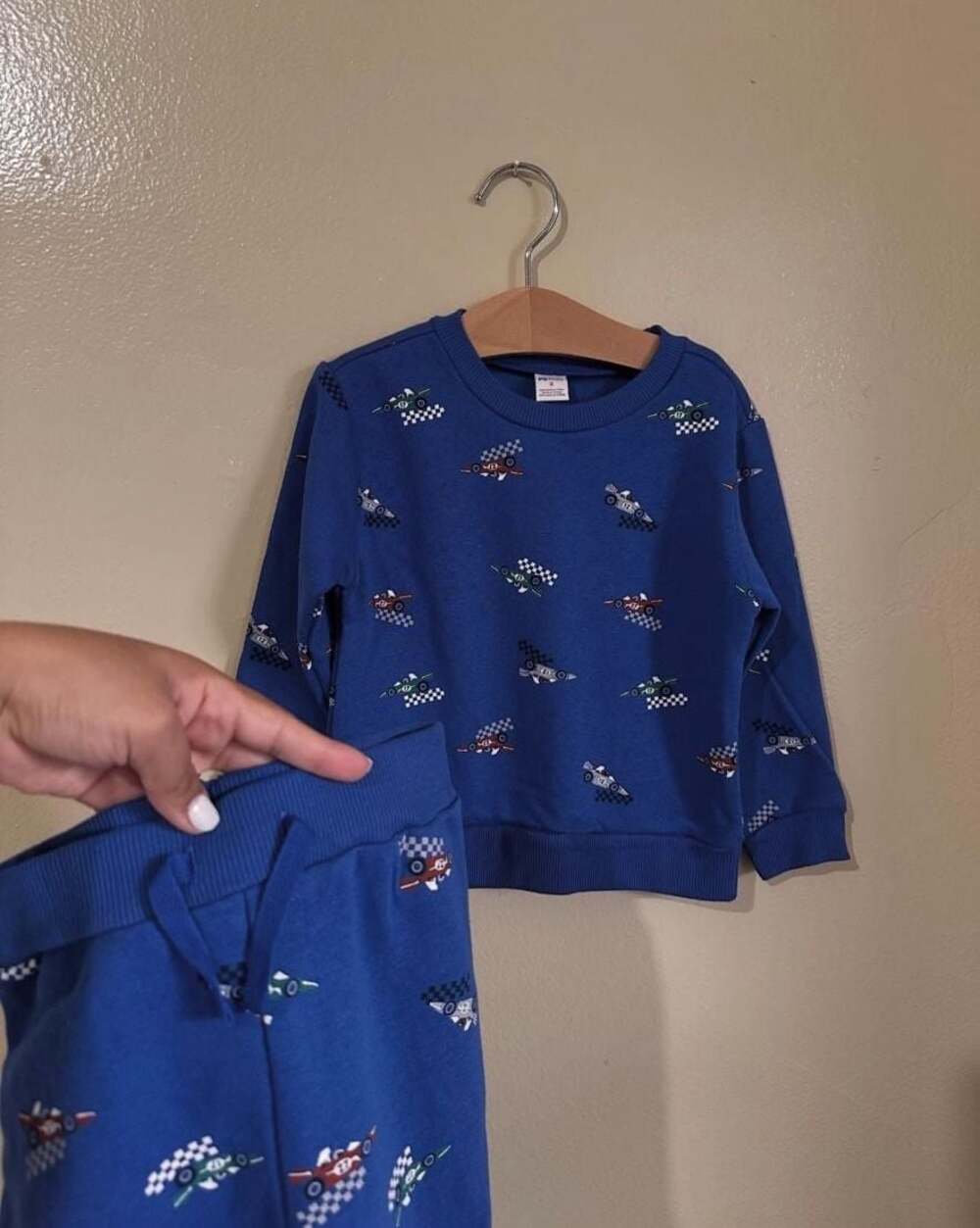 PL Kids Blue Race Car Print Kids Sweatsuit Set